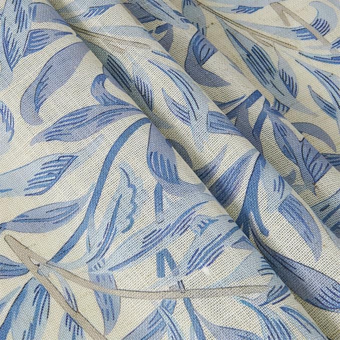 RoomTalks Turquoise Blue Floral Window Curtains 84 Inches Length 2 Panels Faux Linen Privacy, Boho Farmhouse Country Vintage Cute Botanical Curtain Panels for Bedroom Dining Living Room Nursery