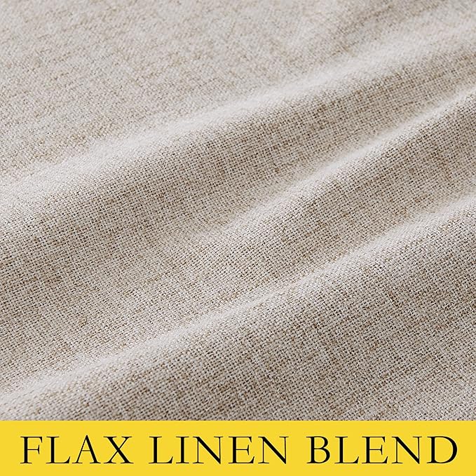 NICETOWN Oatmeal Vintage Open Linen Weave Flax Thermal Curtains, 100% Blackout Curtains 120" Long for Dining Room, Soundproof Window Treatment Drapes for Home Office, 62" Wide Per Panel, Set of 2