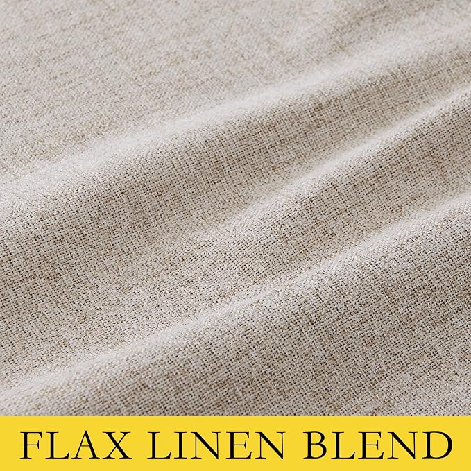 NICETOWN Oatmeal Linen 100% Blackout Curtains 120 inches Length 2 Panels Set with Thermal Insulated Liners, 52" Width, Farmhouse Style Extra Long Window Draperies for Patio Sliding Glass Door