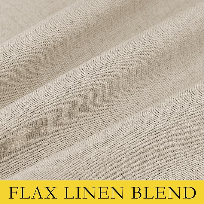 NICETOWN Cream 100% Blackout Linen Curtains 95 inch Long Burg for Living Room, 1 Pair, 62" Width Each Panel, Farmhouse Thick Completely Blackout Window Treatment Thermal Insulated Drapes
