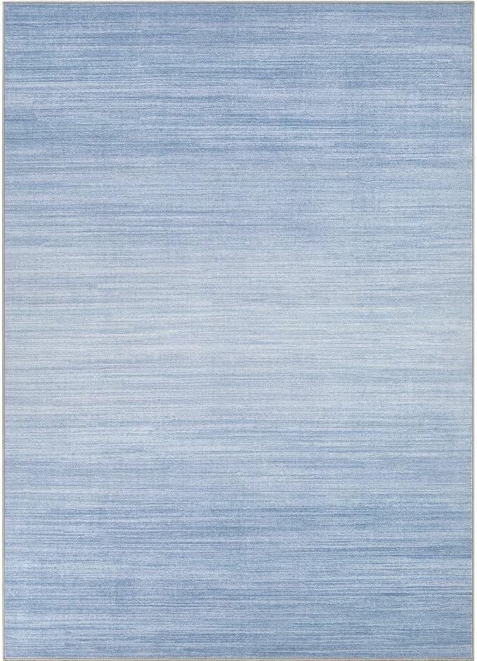 UERMEI 10x12 Washable Area Rug - Neutral Modern Abstract Living Room Rugs, Non-Slip Soft Large Indoor Floor Carpet for Bedroom Home Office & Under Dining Table Decor, Blue