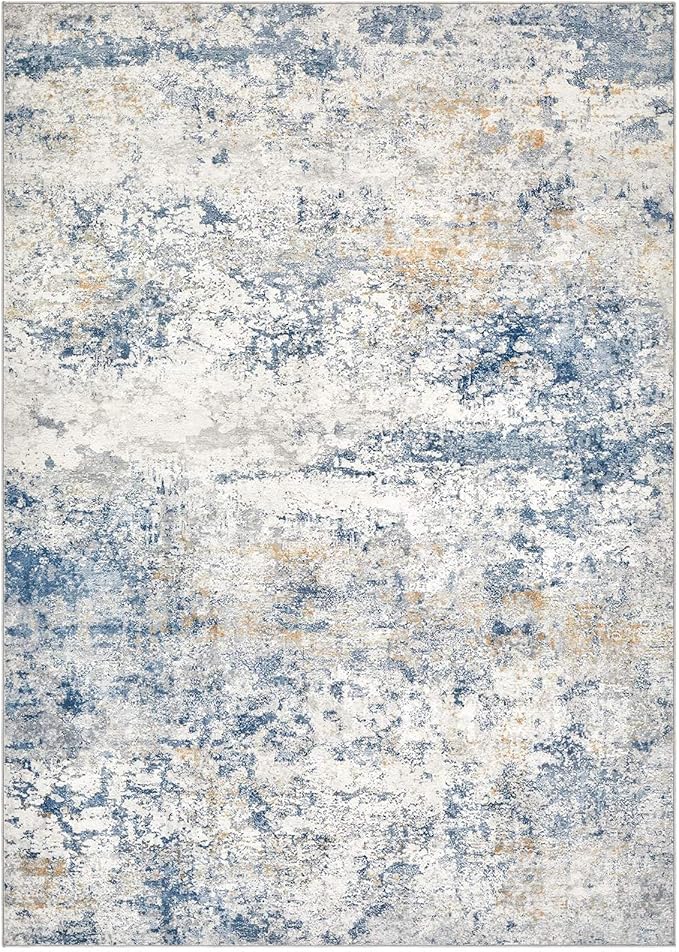 DMOYEST Area Rug Living Room Rugs - 6x9 Abstract Large Soft Indoor Washable Rug Neutral Modern Low Pile Carpet for Bedroom Dining Room Farmhouse Home Office - Blue