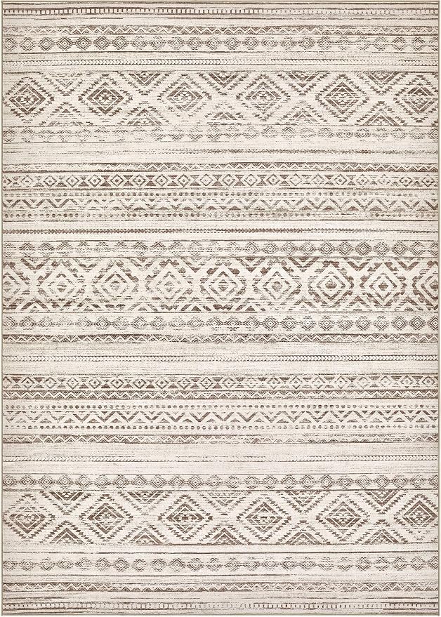 cotiled 5x8 Area Rugs Living Room Rug: Washable Boho Rugs with Non Slip Backing Large Soft Indoor Stain Resistant Carpet for Bedroom Farmhouse Dining Room Lightweight Home Decor Dark Brown