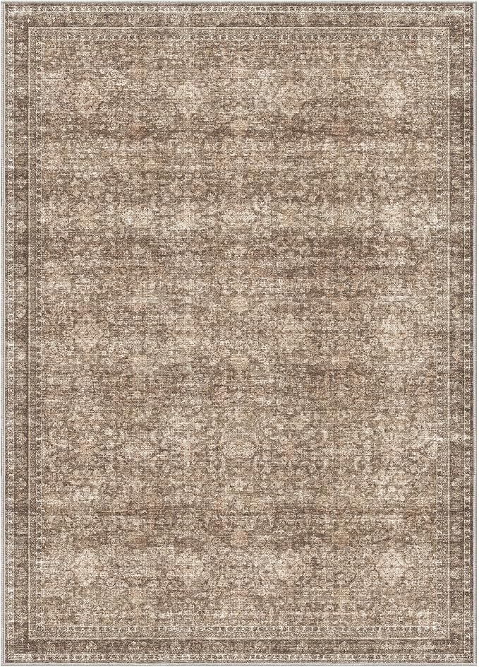 Sasttie 5x7 Area Rugs, Ultra-Soft Washable Rug, Low Pile Foldable Thin Carpets with Non-Slip Backing, Skin-Friendly Stain Resistant Carpet for Living Room, Bedroom, Kitchen, Dorm, 5x7, Dark Brown
