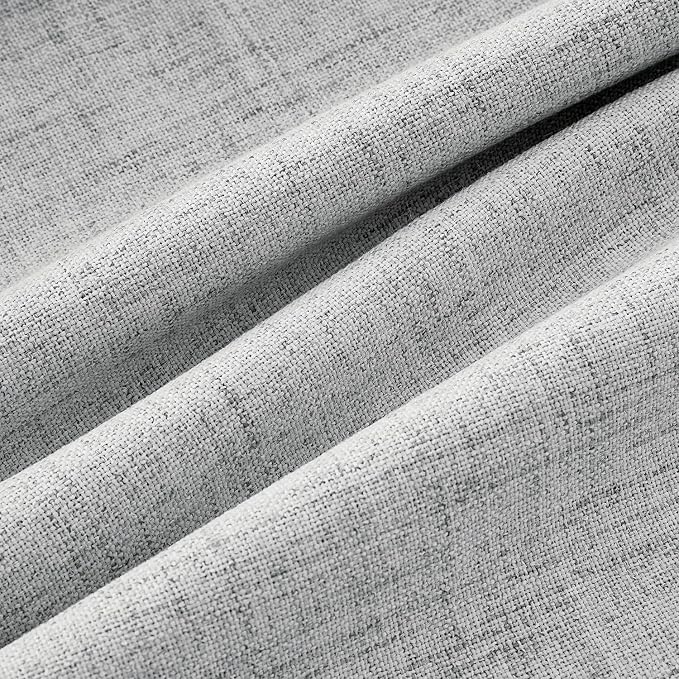 MIULEE 100% Blackout Linen Curtains for Bedroom, Grey Solid Luxury Decor Thermal Insulation Room Darkening Drapes for Living Room Back Tab Rod Pocket 42 x 90 Inches, 2 Panels