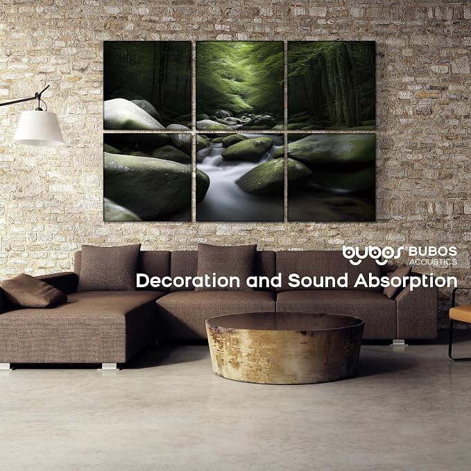 BUBOS 6 Pack Acoustic Wall Panels - High-Density Polyester Sound Absorbing Panels, Decorative Print Treatment for Recording Studio & Home Office, Peel and Stick, 23.6" x 23.6"