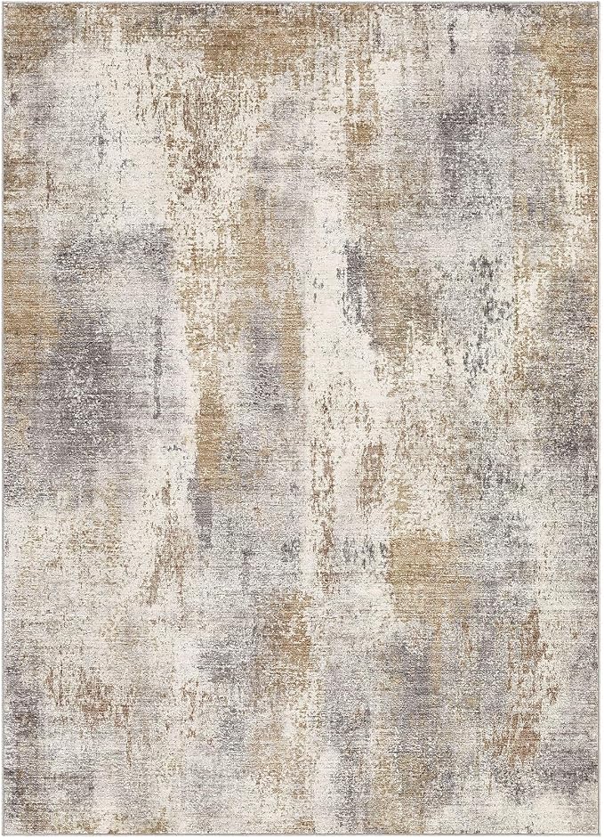 DMOYEST Area Rug Living Room Rugs - 9x12 Washable Large Soft Indoor Neutral Modern Abstract Low Pile Rug Carpet for Bedroom Dining Room Farmhouse Home Office - Brown Grey