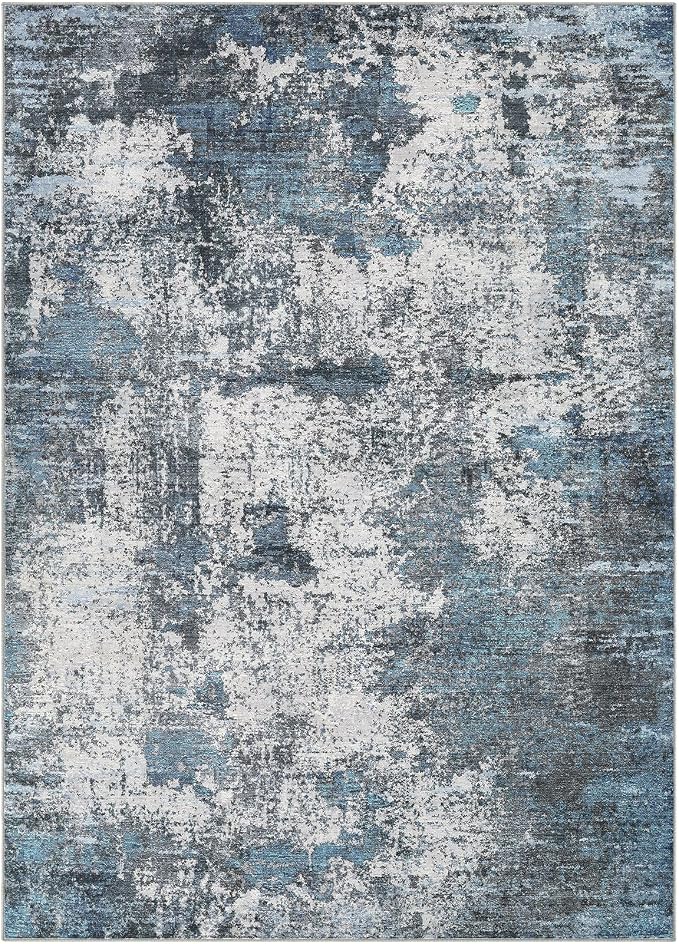 DMOYEST Area Rug Living Room Rugs - 5x7 Large Soft Indoor Neutral Modern Abstract Low Pile Washable Rug Carpet for Bedroom Dining Room Farmhouse Home Office - Grey Blue