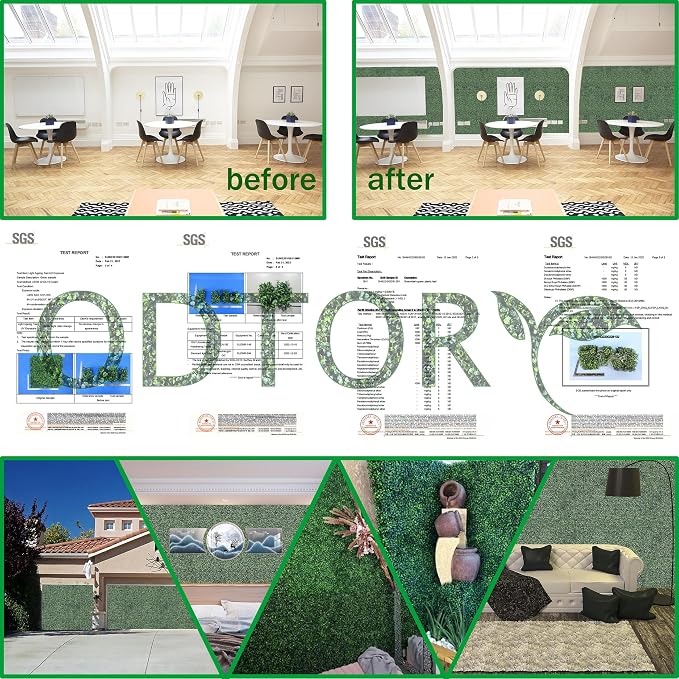 ODTORY Artificial Grass Wall Backdrop Panels,16 X 12 in 12P(16 sqft) UV-Anti Greenery Boxwood Panels for Indoor Outdoor Green Wall Decor & Ivy Fence Covering Privacy | UV-Anti, Faux Boxwood Hedge Fence, 4-Layer Leaves, Garden/Backyard/Balcony Privacy S...
