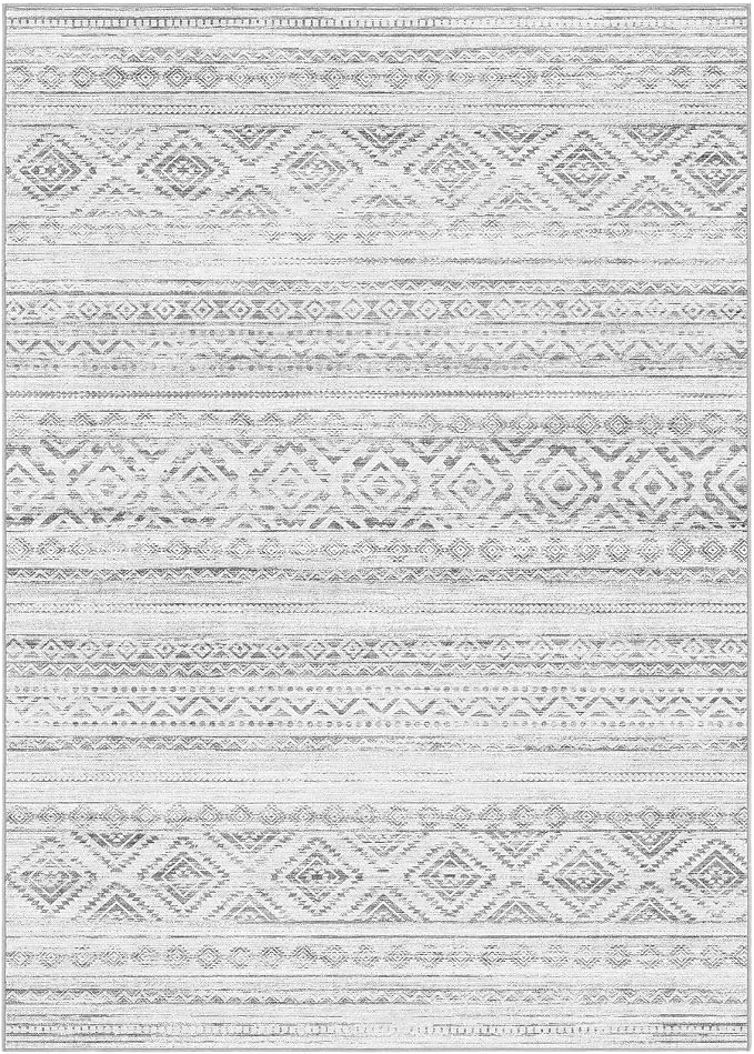 cotiled 10x12 Area Rugs Living Room Rug: Washable Boho Rugs with Non Slip Backing Large Soft Indoor Stain Resistant Carpet for Bedroom Farmhouse Dining Room Lightweight Home Decor Light Grey