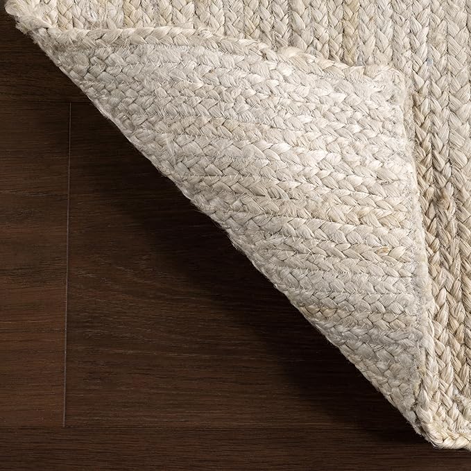 nuLOOM 4x6 Rigo Jute Hand Woven Area Rug, Off White, Solid Farmhouse Design, Natural Fiber, For Bedroom, Living Room, Dining Room, Hallway, Office, Kitchen, Entryway