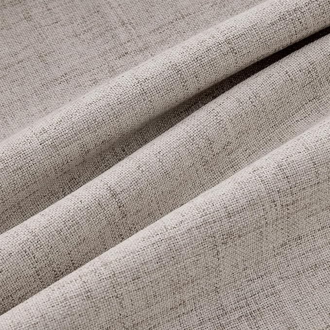 MIULEE 100% Blackout Linen Curtains for Bedroom, Greige Solid Luxury Decor Thermal Insulation Room Darkening Drapes for Living Room Back Tab Rod Pocket 42 x 63 Inches, 2 Panels