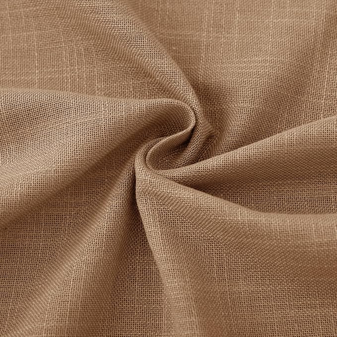Brown Curtains for Living Room Back Tab Modern Farmhouse Semi Sheer Curtains 102 inches Long 2 Panels Set Muted Neutral Window Curtain for Dining Room Bedroom 52x102