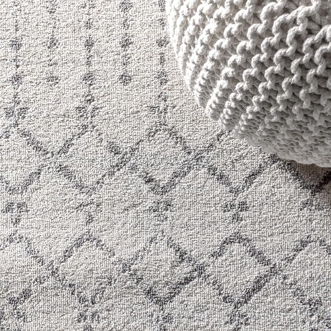 JONATHAN Y Boho Vintage Diamond Cream/Gray Indoor Area Rug 8X10 ft, Moroccan Hype for Living Room, Bedroom, Kitchen, Office, Easy-Cleaning, High Traffic, Pet-Friendly, Non-Shedding (MOH101B-8)