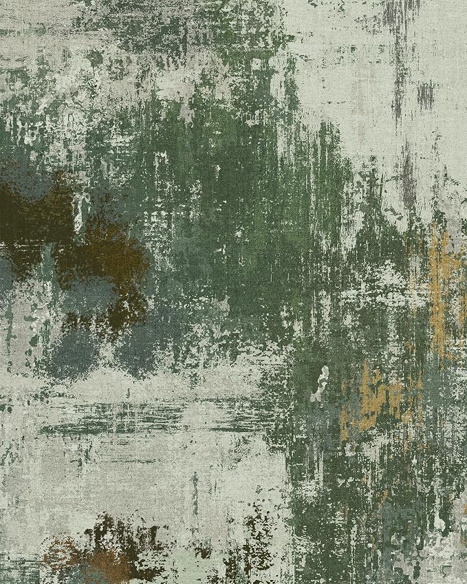 9x12 Rugs for Living Room - Modern Abstract Washable Rug, Ultra Soft Non Slip Low Pile Large Rugs, Floor Carpet for Bedroom Dining Room Office Laundry Nursery Home(Green)