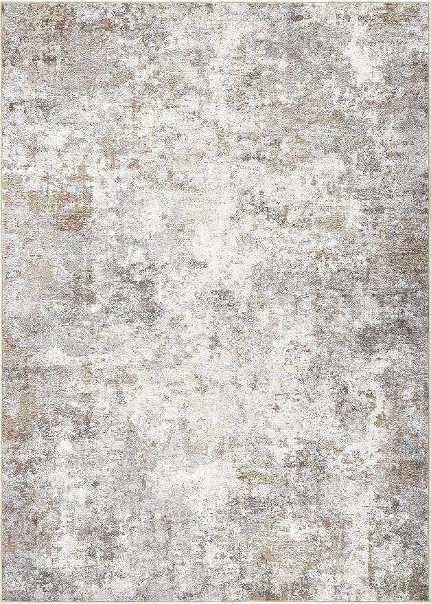 UERMEI Square Area Rugs : Washable 10x10 Neutral Modern Abstract Carpet for Living Room Bedroom - Soft Floor Mat with Non Slip Backing for Kitchen Nursery Dorms Farmhouse Home Decor - Brown Grey