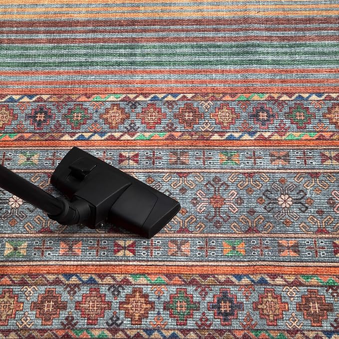 Keen Home Design 30"x120" Rug - Machine Washable Runner Rug with Non-Slip Backing, Ideal for Hallway, Entryway, Kitchen, Laundry Room - Vintage, Easy Clean, Durable, Low Pile - (2'6" x 10')