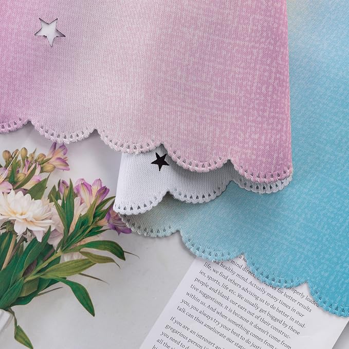 XiDi Curtains for Bedroom Decor, Rainbow Pink Purple/34/79