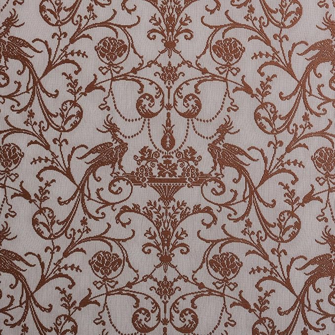 TUDECO Lace Brown Kitchen Curtains 45 Inch Long for Small Window, 2 Panels | Rustic Antique, Sheer Floral Pattern, Short Cafe Curtains, Ruffle Edges, Light Filtering & Privacy, 59W x 45L Inch