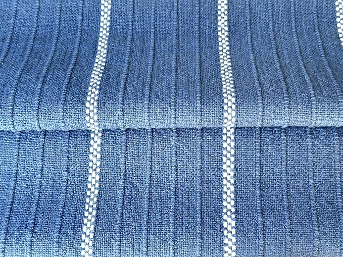 SanVia Cotton Throw Pillow Covers 20x20 – Handwoven Jacquard Texture, Fade-Resistant, No Pilling – Hidden Zipper, Decorative Cushion Cover for Sofa, Couch, Bed – Insert Not Included (Striped, Blue)