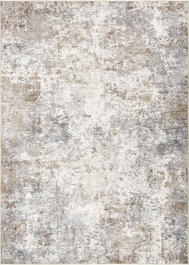 UERMEI 8x11 Area Rug Living Room Rugs Thickened - Washable Neutral Modern Abstract Soft Rug Indoor Floor No Slip Rug Carpet for Bedroom Under Dining Table Home Office Decor - Brown Grey