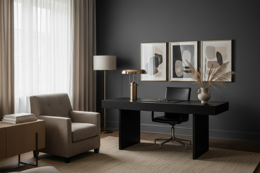 Designing a Sophisticated Home Office with 'Silhouette': The Power of Deep Neutrals
