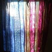 Assorted Hippie Colorful Curtains Light-Filtering – Boho Curtains, Bed Canopy Panel, Tapestry or Window Treatment Patchwork Red Color (84 X 43 Inches)