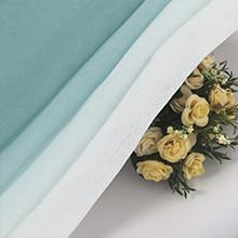 DWCN Faux Linen Ombre Sheer Curtains - Short Gradient Semi Voile Panels for Kitchen and Living Room, Set of 2 Grommet Top Window Curtains, W52 x L54 Inches, Peacock Blue