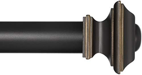 Ivilon Drapery Treatment Window Curtain Rod - Square Design 1 1/8 Rod. 16 to 28 Inch - Antique Black