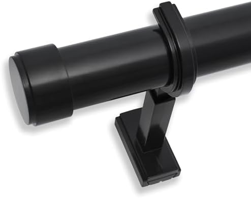 BlastHome® Non-Adjustable Luxury Extra Long Curtain Rod, 1 ¼” Rod Set, 14 foot Fixed Length (Three Rods Connect for a Seamless Look), Tuxedo Black