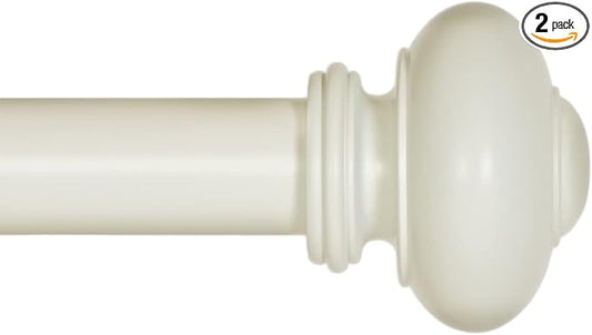 Ivilon Drapery Window Curtain Rod - Knob Design, 1 Inch Rod, 48 to 86 Inch. Ivory/White