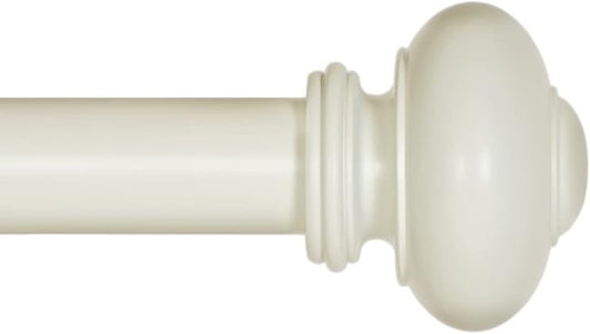 Ivilon Drapery Window Curtain Rod - Knob Design, 1 Inch Rod, 72 to 144 Inch. Ivory/White