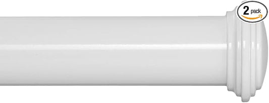 Ivilon Window Curtain Rod Decorative End Cap Design, 1 Inch Rod, 120 to 240 Inch. White