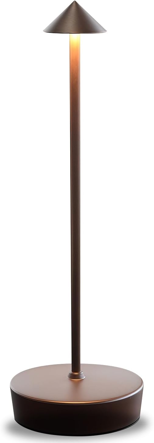 Brown Cordless Rechargeable Table Lamp 7200mAh Portable Touch Control Led Waterproof Brown Table Lamp for Bedroom Reading
