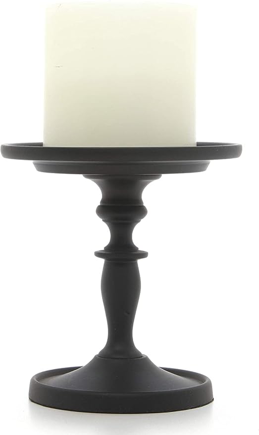Hosley Aluminum Metal Decorative Pillar Candle Holder Black Finish Set of 4 for Candles or Display, 4.75” High - Ideal for Weddings, Parties, Events, Home Decor, Gifts, Elegant