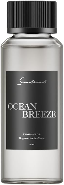 Scentiment Ocean Breeze Diffuser Oil - Premium Hotel Scent with Notes of Bergamot, Lemon, Jasmine with Marine & Amber Home Scent, Hotel Fragrance Oil Diffuser Refill - 4.06 fl oz (120 mL)