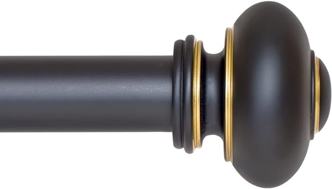 Ivilon Drapery Window Curtain Rod - Knob Design, 1 Inch Rod, 28 to 48 Inch. Antique Black