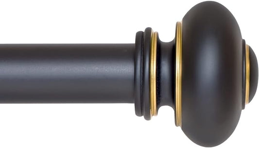 Ivilon Drapery Window Curtain Rod - Knob Design, 1 Inch Rod, 28 to 48 Inch. Antique Black