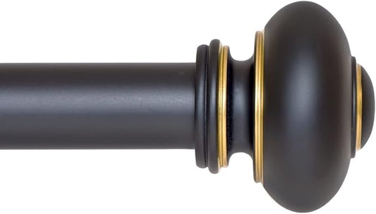 Ivilon Drapery Window Curtain Rod - Knob Design, 1 Inch Rod, 72 to 144 Inch. Antique Black