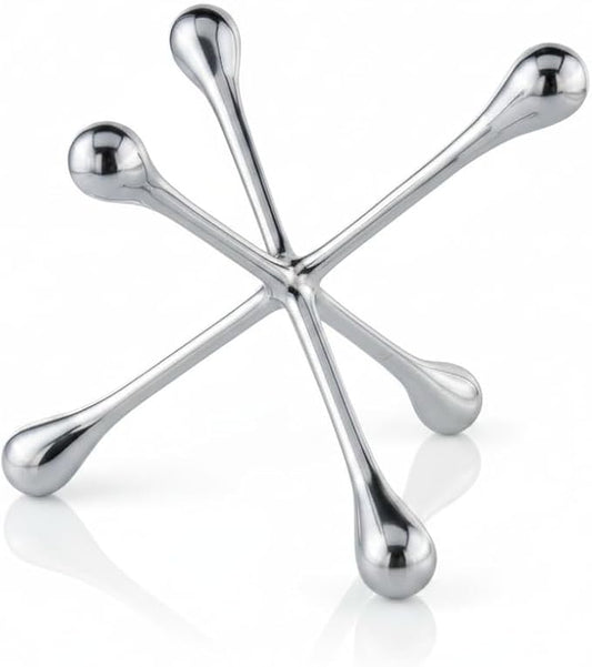 Cantillo Cast Aluminum Jack Sculpture – Modern Decorative Accent for Coffee Table, Bookshelf & Console – Mirror Polished Silver Finish – Contemporary Home Décor – Available in 3 Sizes