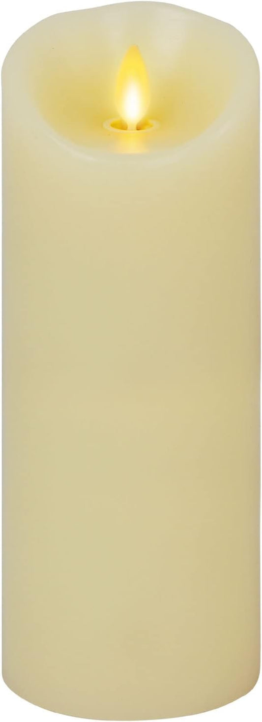 Luminara Scalloped Edge Flameless LED Candle - Ivory 3.5" x 8.75" - Real Wax Pillar Battery Operated Moving Flame w/Timer Unscented 1000Hr Runtime
