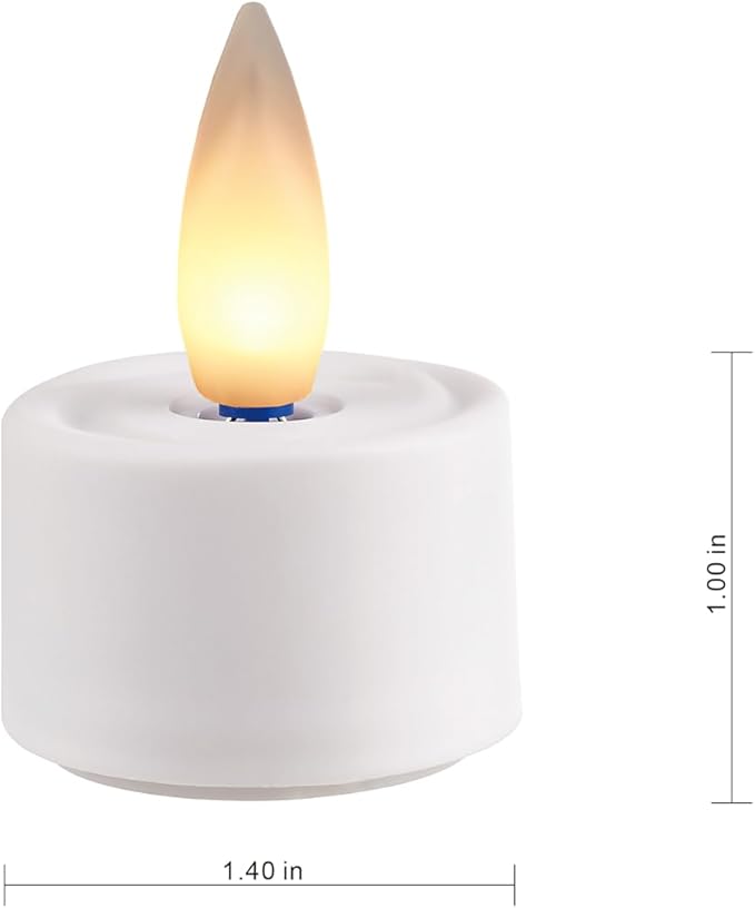 Rechargeable Flameless Tealights Candle with Remote Timer, 3D Moving Flame Real Wax Led Tealight Candles (White, 1.4in)