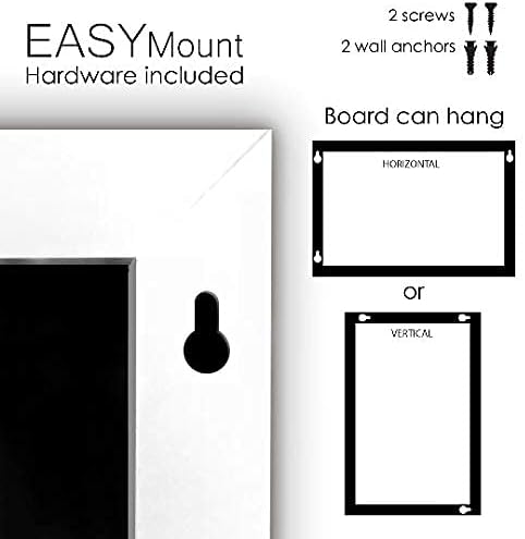 Loddie Doddie Magnetic Chalkboard - 36 x 24 in, White Wood Frame - Menu Board for Kitchen - Chalkboard Calendar for Wall Organization - Framed Magnetic Board