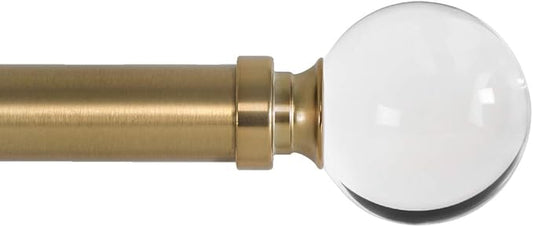 Ivilon Drapery Treatment Window Curtain Rod - Acrylic Ball 1 inch Pole. 120 to 240 Inch. Warm Gold