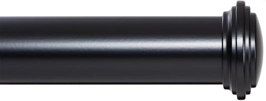 Ivilon Window Curtain Rod Decorative End Cap Design, 1 Inch Rod, 72 to 144 Inch. Black