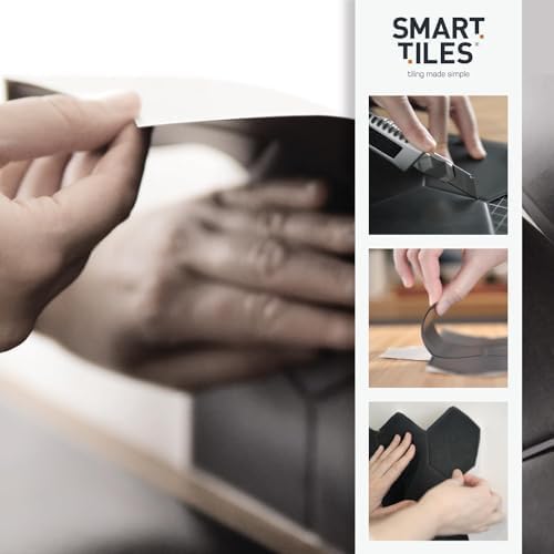 Smart Tiles Peel and Stick backsplash, Stacked Smoke Gray, 11.43"x9" | Pack of 5 (3.5 sq ft), Matte, Heat/Moisture Resistant, Low VOC, Kitchen/Bathroom, Renter Friendly, Made in Canada