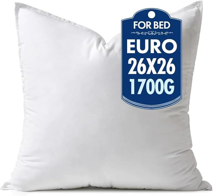 MIULEE 26x26 Synthetic Down Alternative Pillow Insert Euro Decorative Throw Pillow 26 x 26 Inch Body Bed Sleeping Ultra Soft Fluffy Form for Sofa Couch Bed