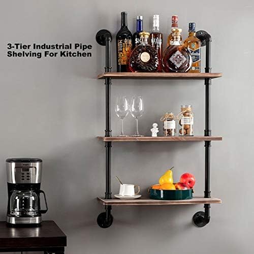ROGMARS 3-Tier Real Pine Wood Floating Shelf, 20x7.87x41.3in, Industrial Retro Style, Bathroom Wall Shelves, Kitchen Shelves | 20x7.87x41.3in, Industrial Retro Style, Bathroom Wall Shelves, Kitchen Shelves