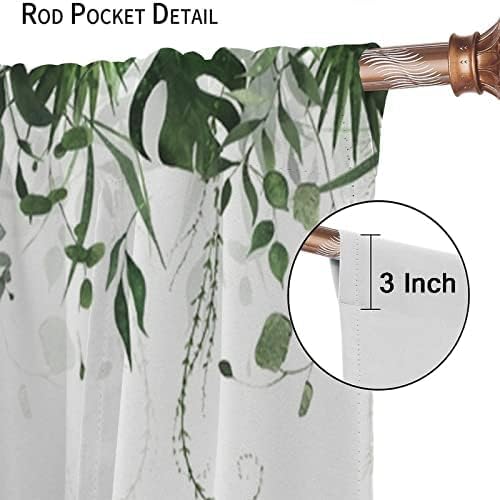 Red Mushroom Curtains,Boho Green Plant Butterfly Bee Wildflower Window Drapes,Summer Eucalyptus Leaf Tropical Vintage Window Treatment for Living Room Bedroom Cafe Kitchen 42x54 Inch