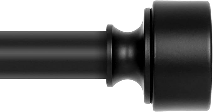 Black Curtain Rods for Windows 28 to 48 Inch(2.3-4ft), 1 Inch Diameter Heavy Duty Curtain Rod, Adjustable Decorative Drapery Poles 18-45", Matte Black